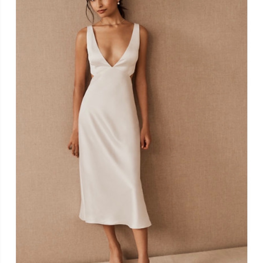 Sachin & Babi Sierra Satin Midi Dress in Ivory sz 10